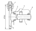 High-speed external milling head structure diagram (1 crankshaft, 2/4 bearings, 3 drive gear, 5 milling head spindle, 6 tool disc)