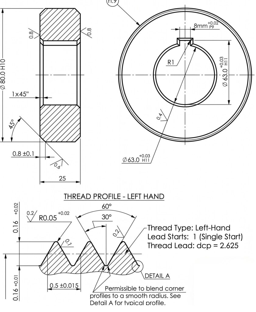 Thread Plug Gauge Grinding Solution: CNC Machine Capabilities for Precision Gauge Manufacturing 2 Engineering Drawing for External Thread Machining Thread Plug Gauge Example A