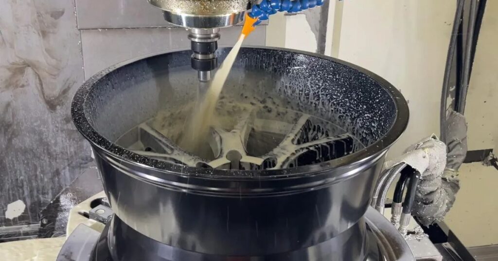 Turnkey alloy wheel manufacturing line with casting, CNC machining, inspection, and warehouse flow