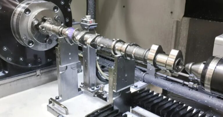 Assembled camshaft manufacturing process showing component forming joining and inspection