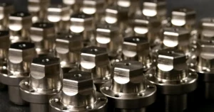 Machined steel parts representing bar cutting machine capacity planning inputs