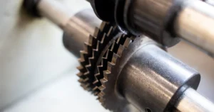 Solutions 7 Gear tooth edges inspected during a gear deburring process before controlled burr removal