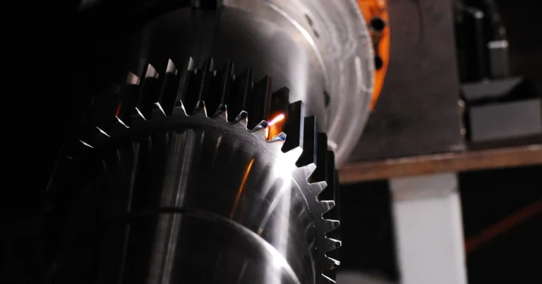 Laser heat treating a gear as process context for press brake dies